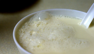 If you heat soy milk too fast, the solids may coagulate.